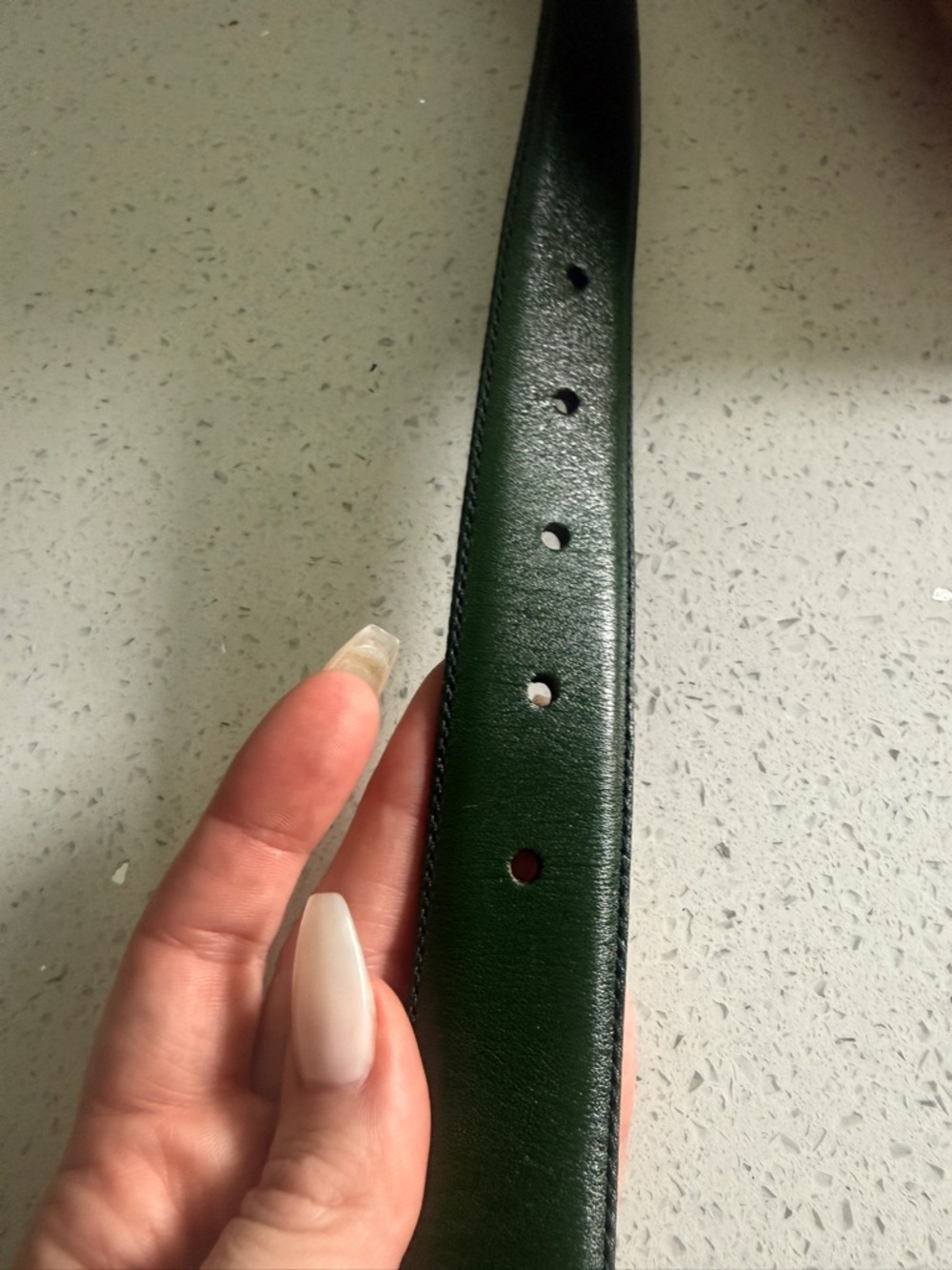 Vintage Yves Saint Laurent YSL Green Leather Belt Gold Tipped Size 80 / 32 - Picture 4 of 7